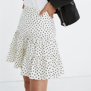 Madewell Cream Polka Dot Tiered Skirt